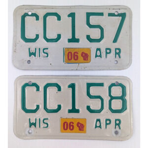 Wisconsin Motorcycle Cycle License Plate Tag Expired 2006 Lot of 2